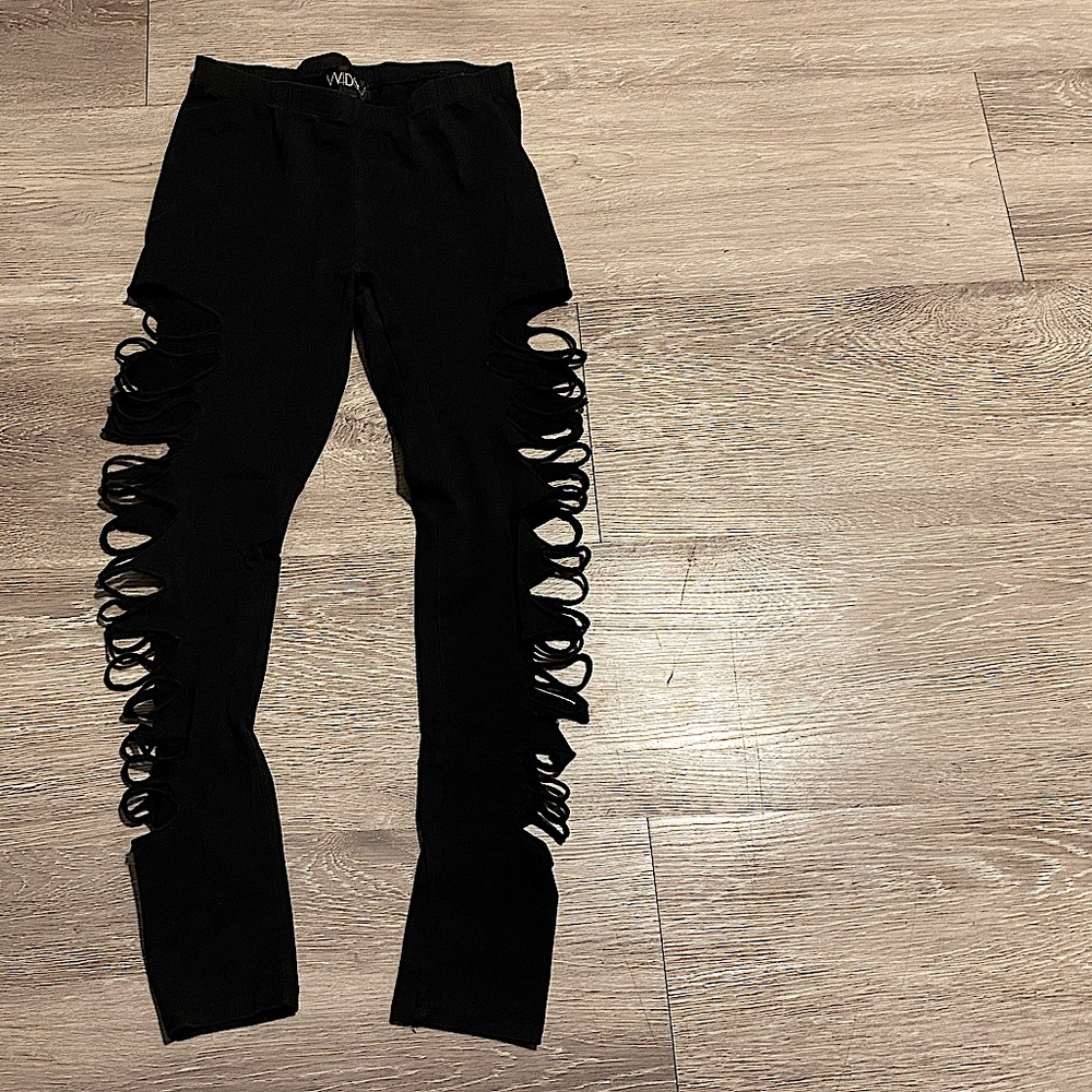 Dolls Kill Widow Black Cotton Leggings Cutouts Med